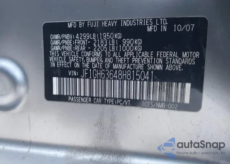 2008 Subaru Impreza Outback Sport из США, поврежденный, VIN JF1GH63648H815041